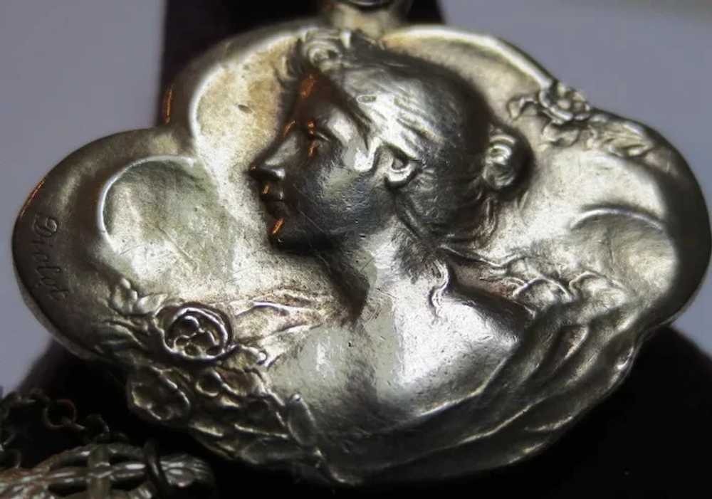Art Nouveau Lovely Lady Sterling Silver Slip Lock… - image 2