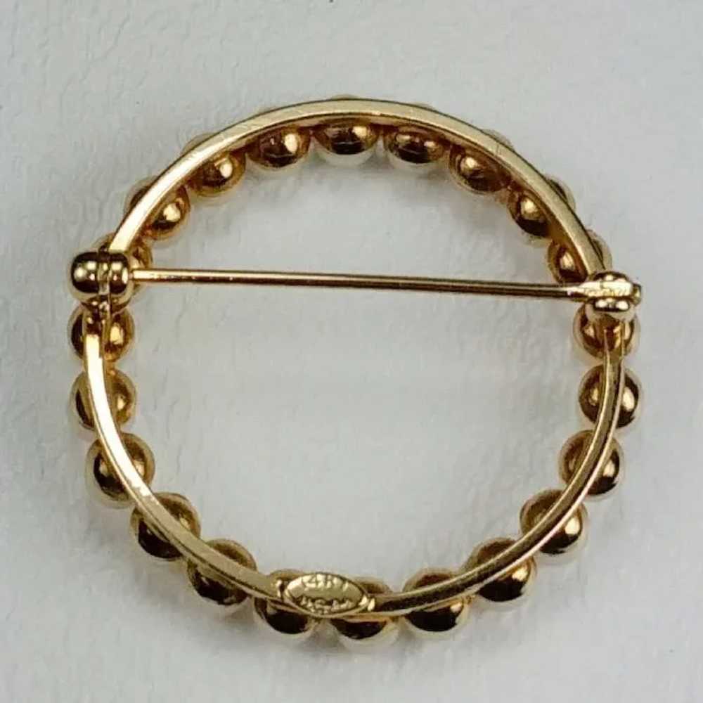 Vintage 14 KT Gold Carl-Art Cultured Pearl Circle… - image 3