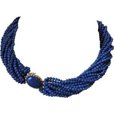 Lapis Lazuli 16 Strand Necklace with 14k Yellow Go