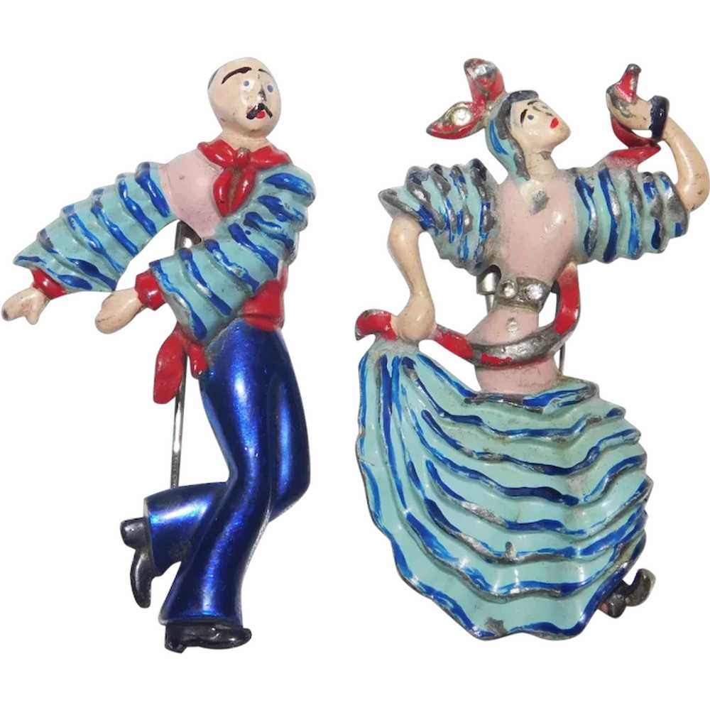 World War II Era Patriotic Enameled Dancing Flame… - image 1