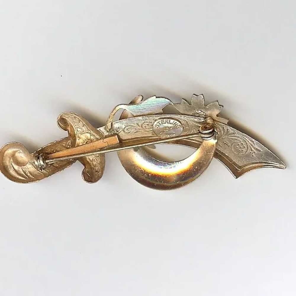 Vintage Sterling Scimitar Sword Pin By Coro Shrin… - image 2