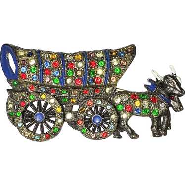 Oxen pulling Conestoga - Covered Wagon Brooch mult