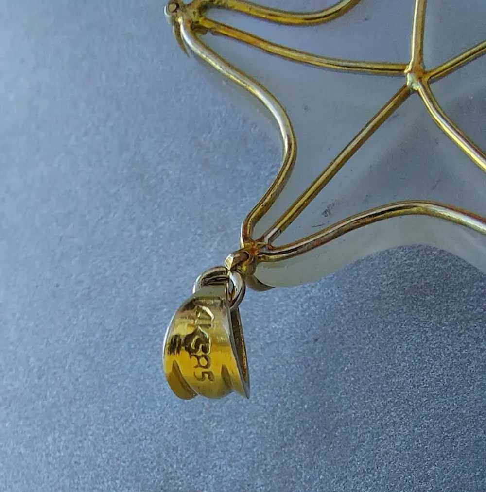 Vintage 14k Gold 585 Italian Carved Rock Crystal … - image 8