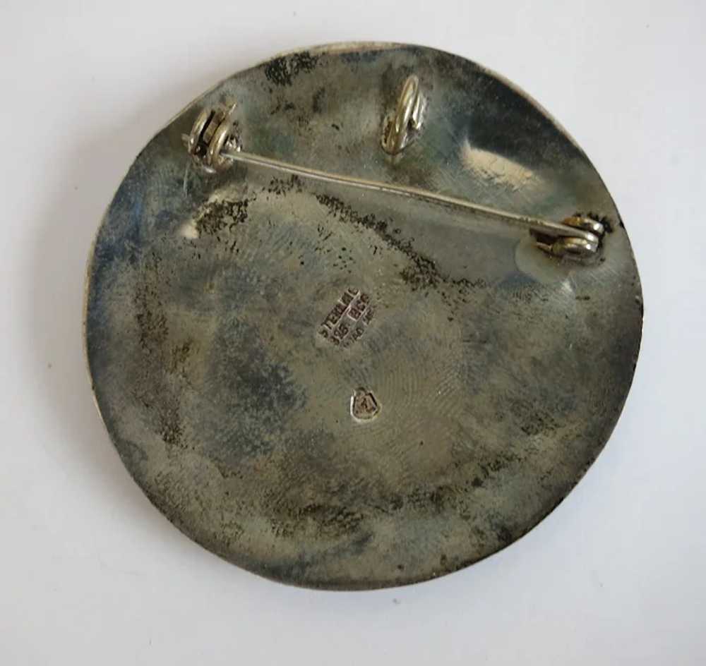 VINTAGE   Sterling Chip Brooch of Mayan Bird-Man … - image 3