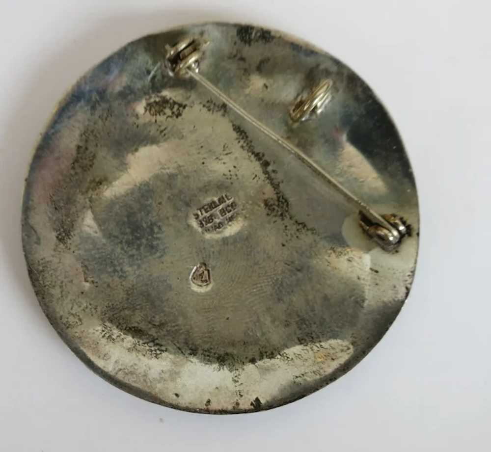 VINTAGE   Sterling Chip Brooch of Mayan Bird-Man … - image 4