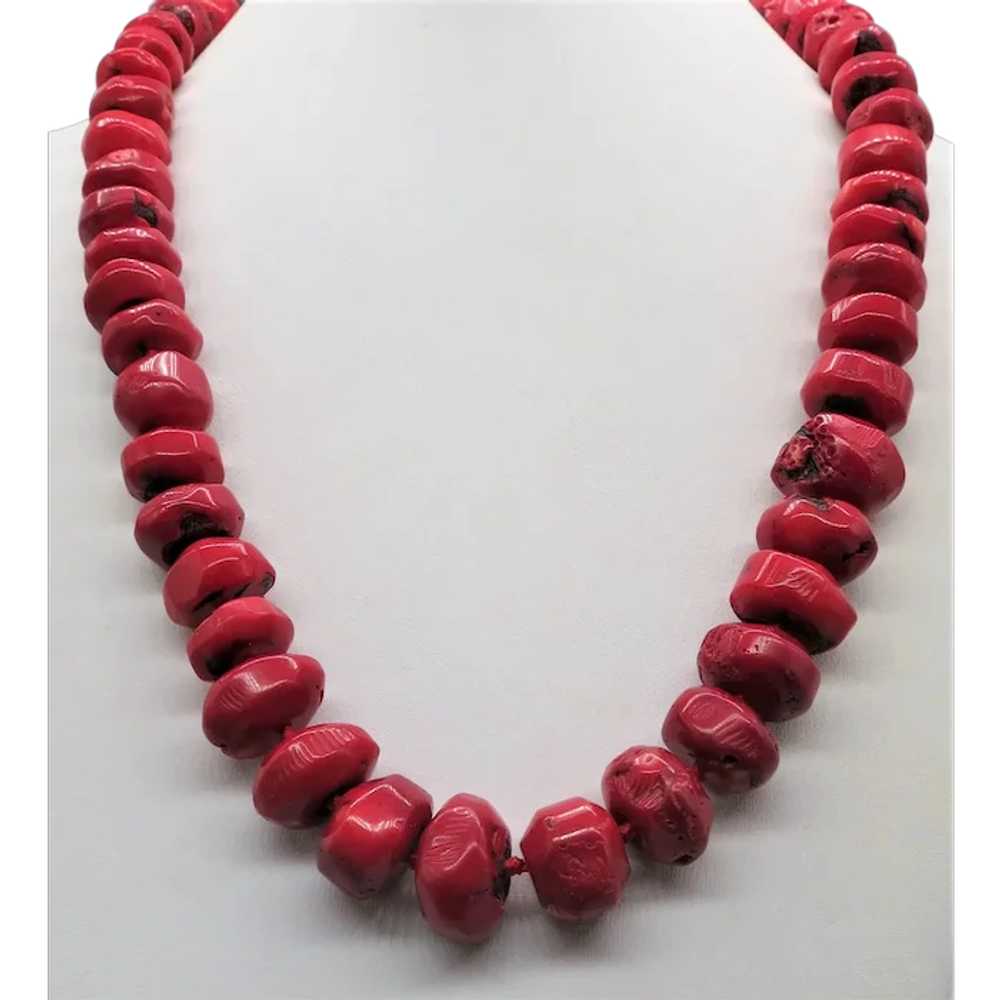 VINTAGE  Red Red Bamboo Coral  Striking Necklace … - image 1