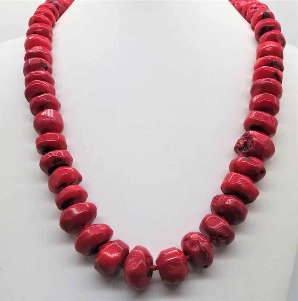 VINTAGE  Red Red Bamboo Coral  Striking Necklace … - image 2