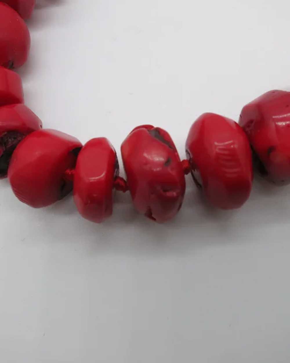 VINTAGE  Red Red Bamboo Coral  Striking Necklace … - image 4