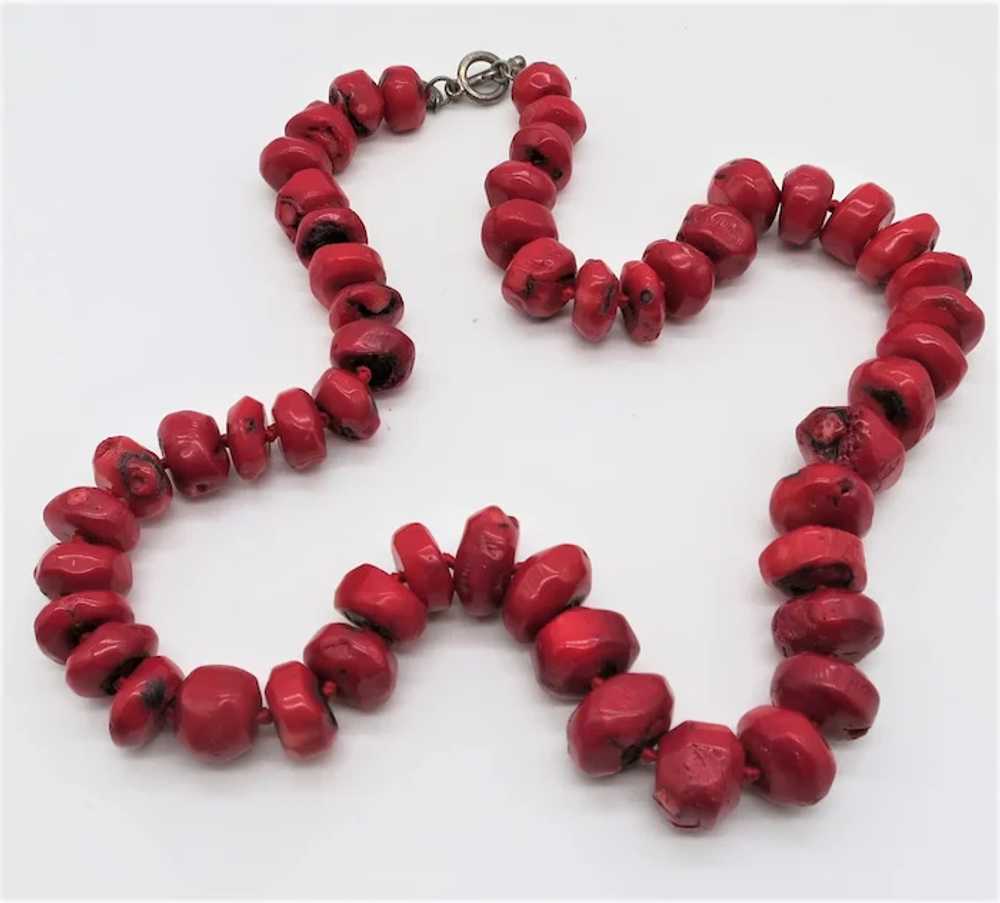 VINTAGE  Red Red Bamboo Coral  Striking Necklace … - image 5