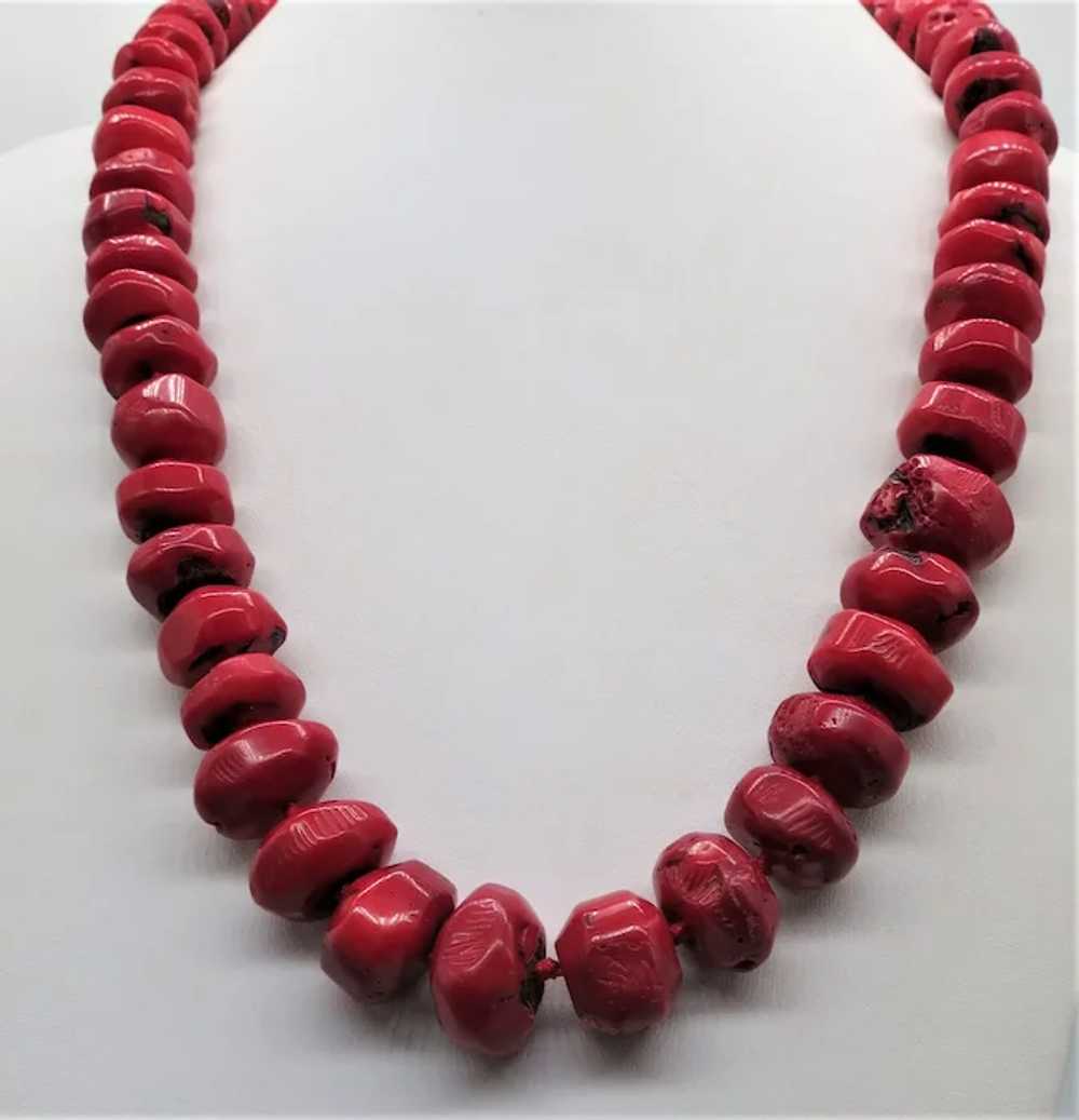 VINTAGE  Red Red Bamboo Coral  Striking Necklace … - image 6