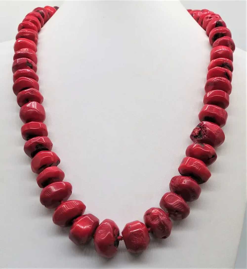 VINTAGE  Red Red Bamboo Coral  Striking Necklace … - image 7