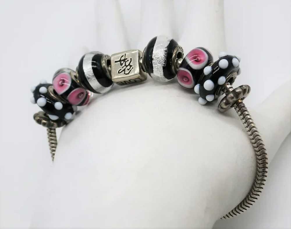 VINTAGE Sterling  Jeweled Charm Bracelet  7 Inches - image 3