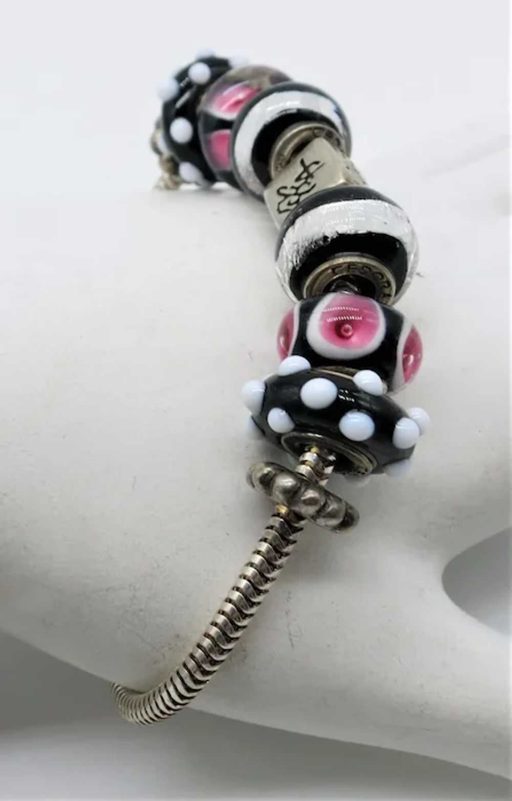 VINTAGE Sterling  Jeweled Charm Bracelet  7 Inches - image 5