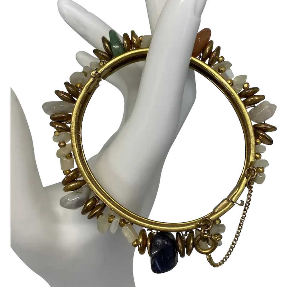 Boho style Miriam Haskell bangle bracelet with qu… - image 1