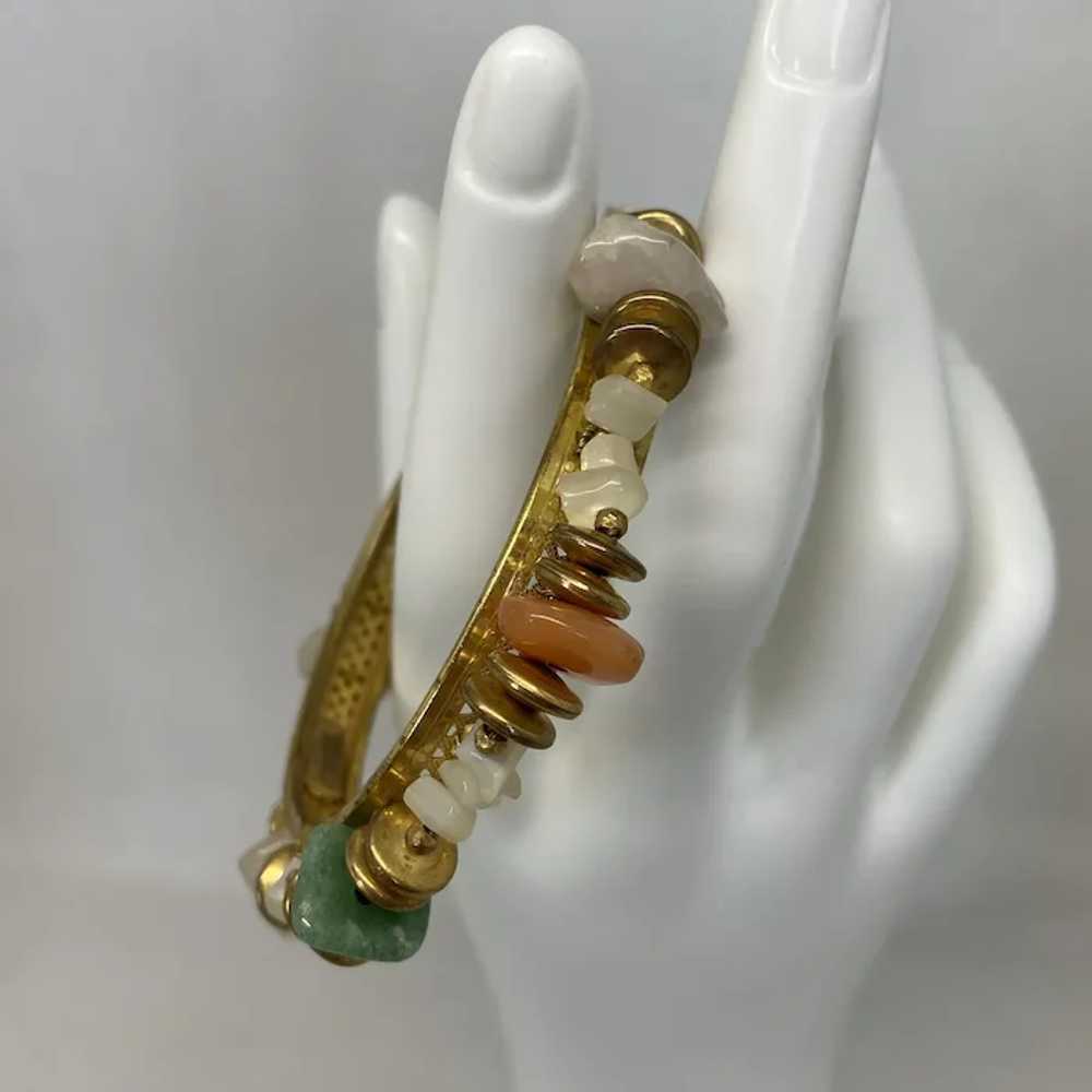 Boho style Miriam Haskell bangle bracelet with qu… - image 2