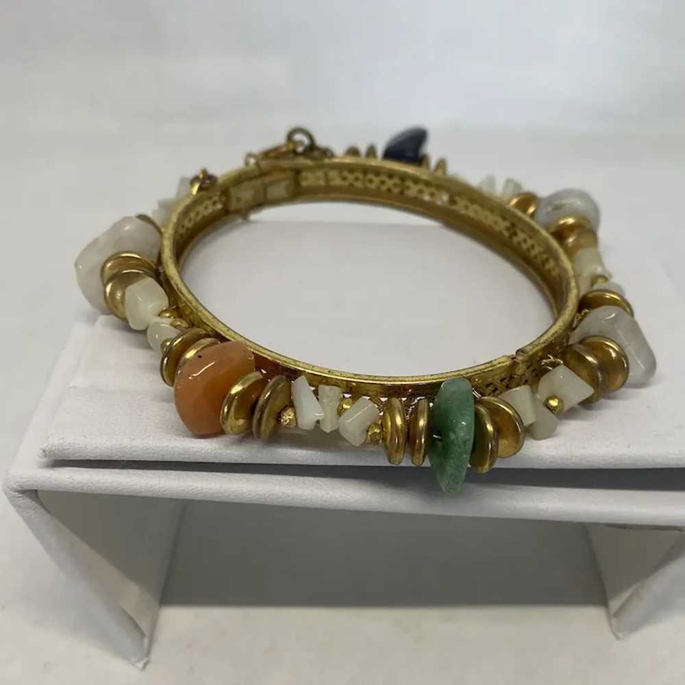 Boho style Miriam Haskell bangle bracelet with qu… - image 3