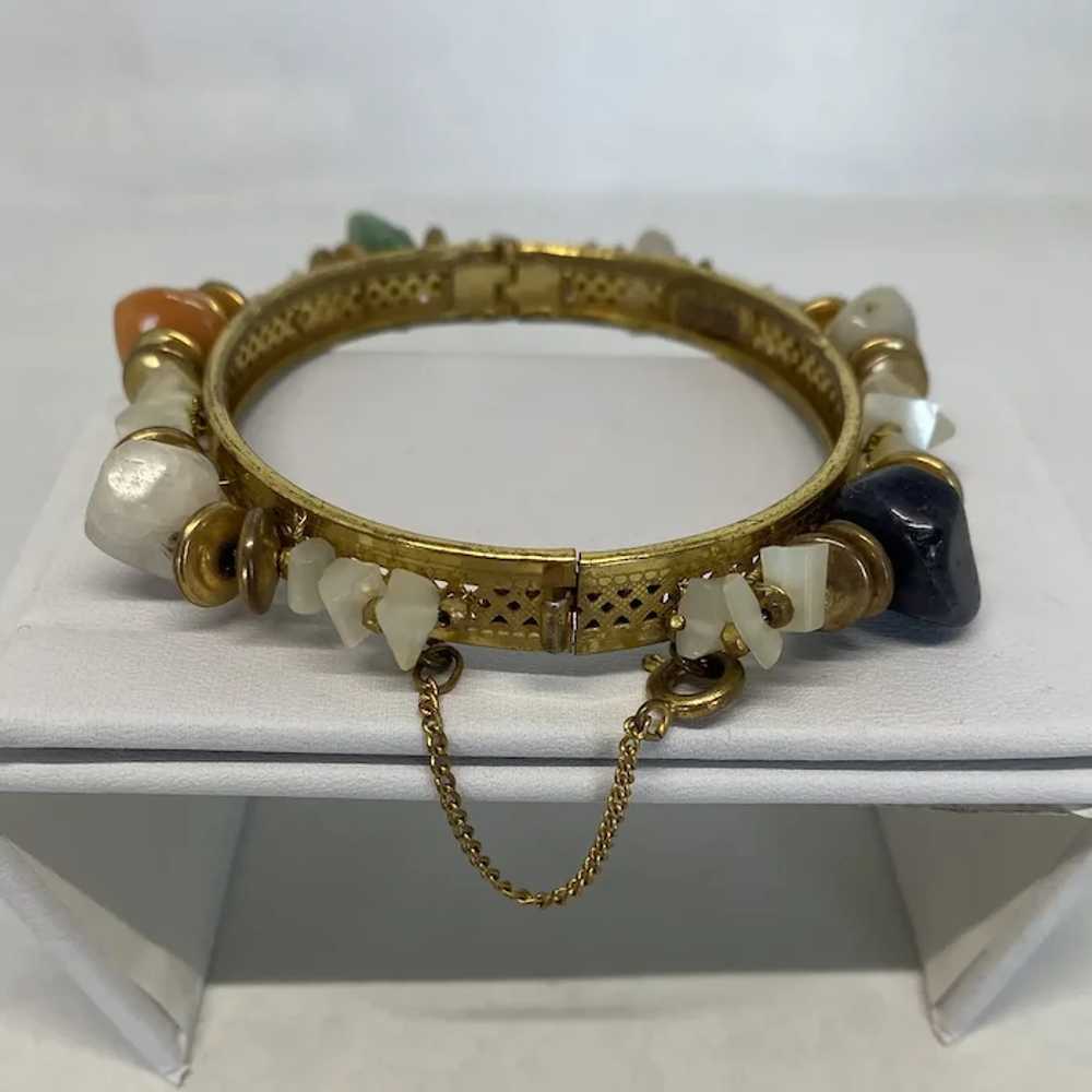 Boho style Miriam Haskell bangle bracelet with qu… - image 4