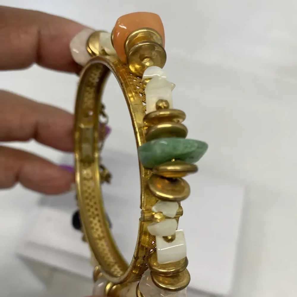 Boho style Miriam Haskell bangle bracelet with qu… - image 6