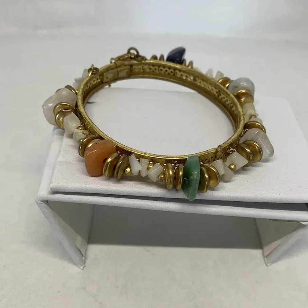 Boho style Miriam Haskell bangle bracelet with qu… - image 7