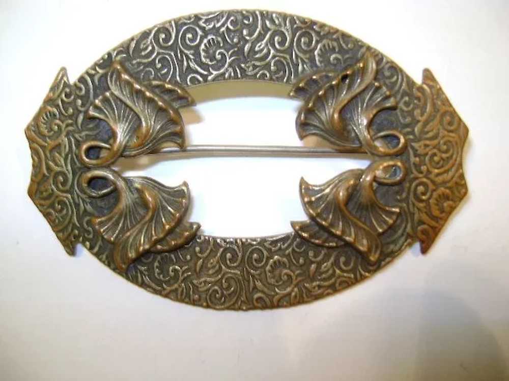 VINTAGE Victorian Brass Brooch  Classy - image 1