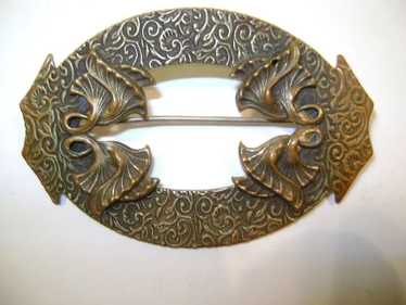 VINTAGE Victorian Brass Brooch  Classy - image 1