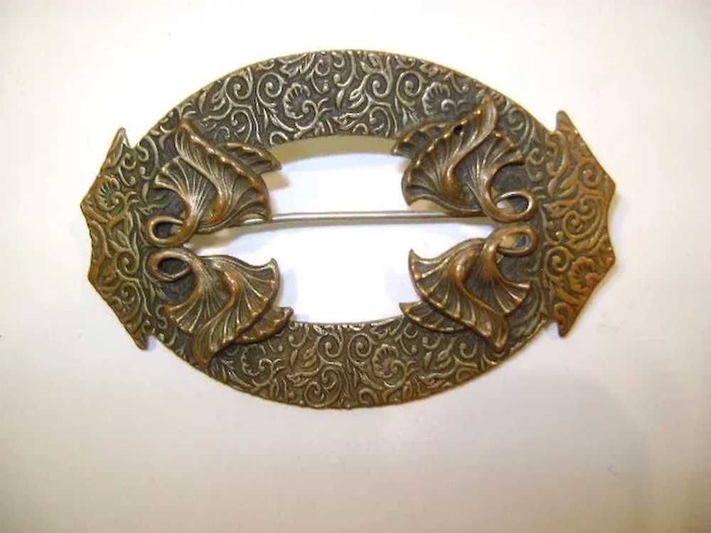 VINTAGE Victorian Brass Brooch  Classy - image 2