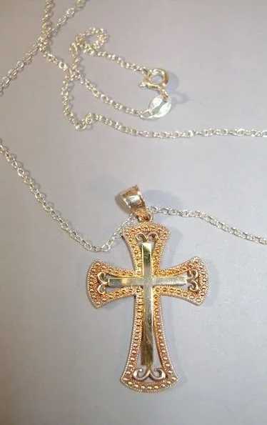 Sterling Cross and Chain  Cross has Gold Overlay