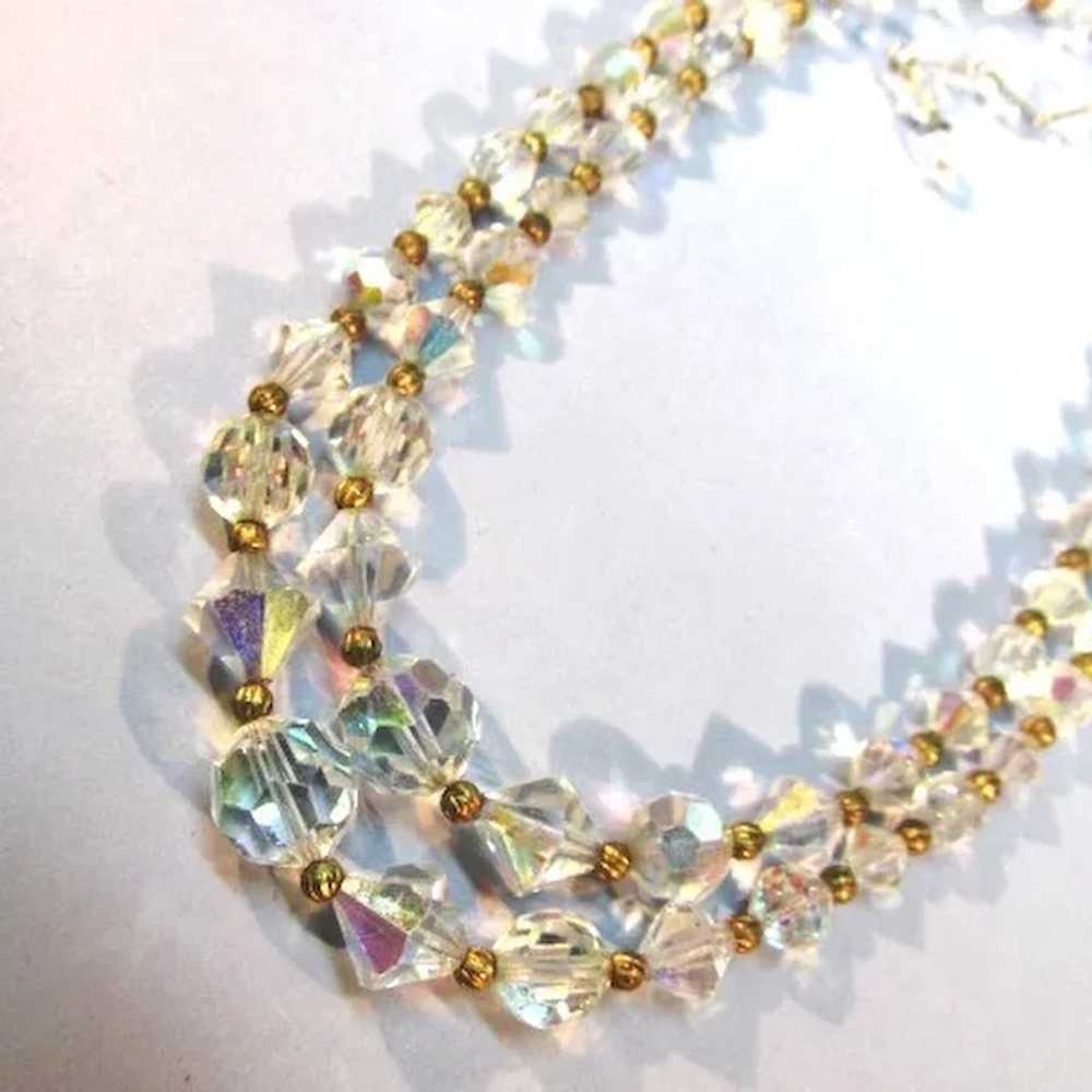 VINTAGE Two Strand Crystal Faceted Bead with Bras… - image 3