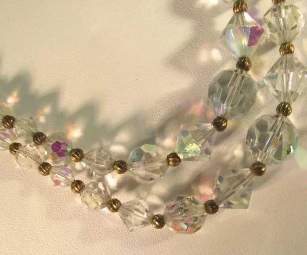 VINTAGE Two Strand Crystal Faceted Bead with Bras… - image 4