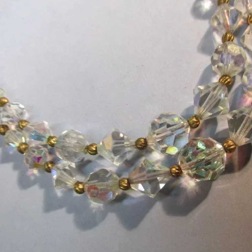 VINTAGE Two Strand Crystal Faceted Bead with Bras… - image 5