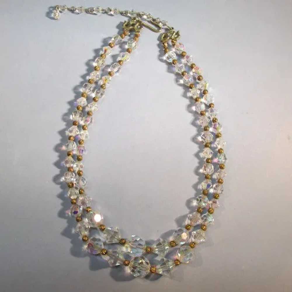 VINTAGE Two Strand Crystal Faceted Bead with Bras… - image 7