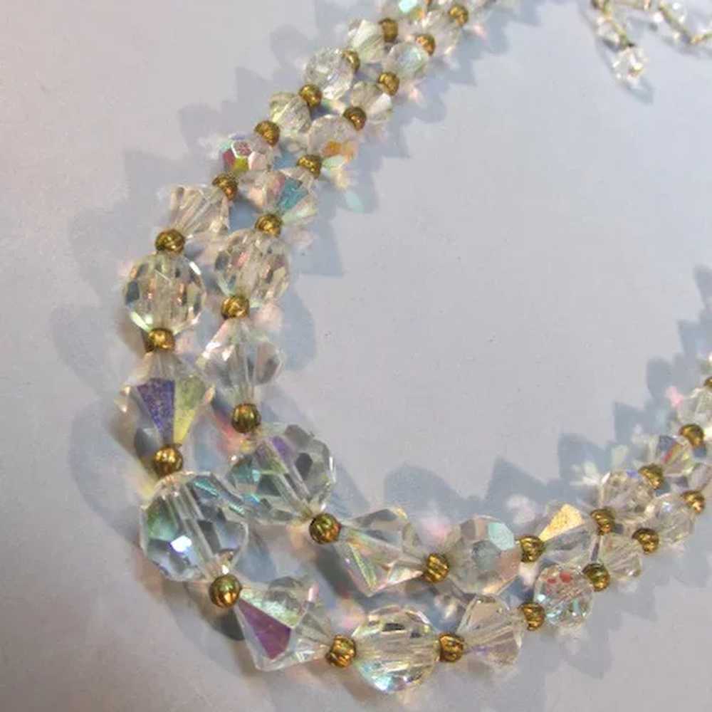 VINTAGE Two Strand Crystal Faceted Bead with Bras… - image 8