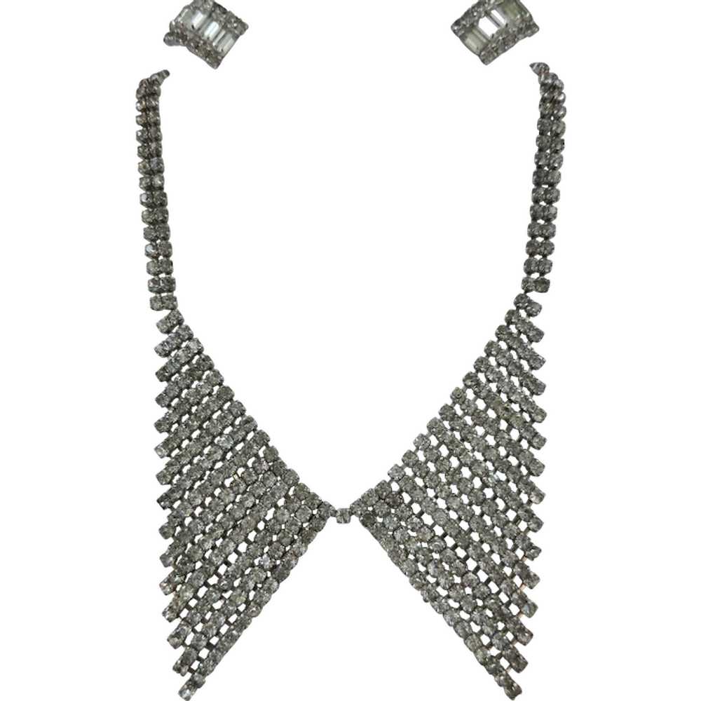 VINTAGE Kramer Rhine-stone Necklace and Earrings … - image 1