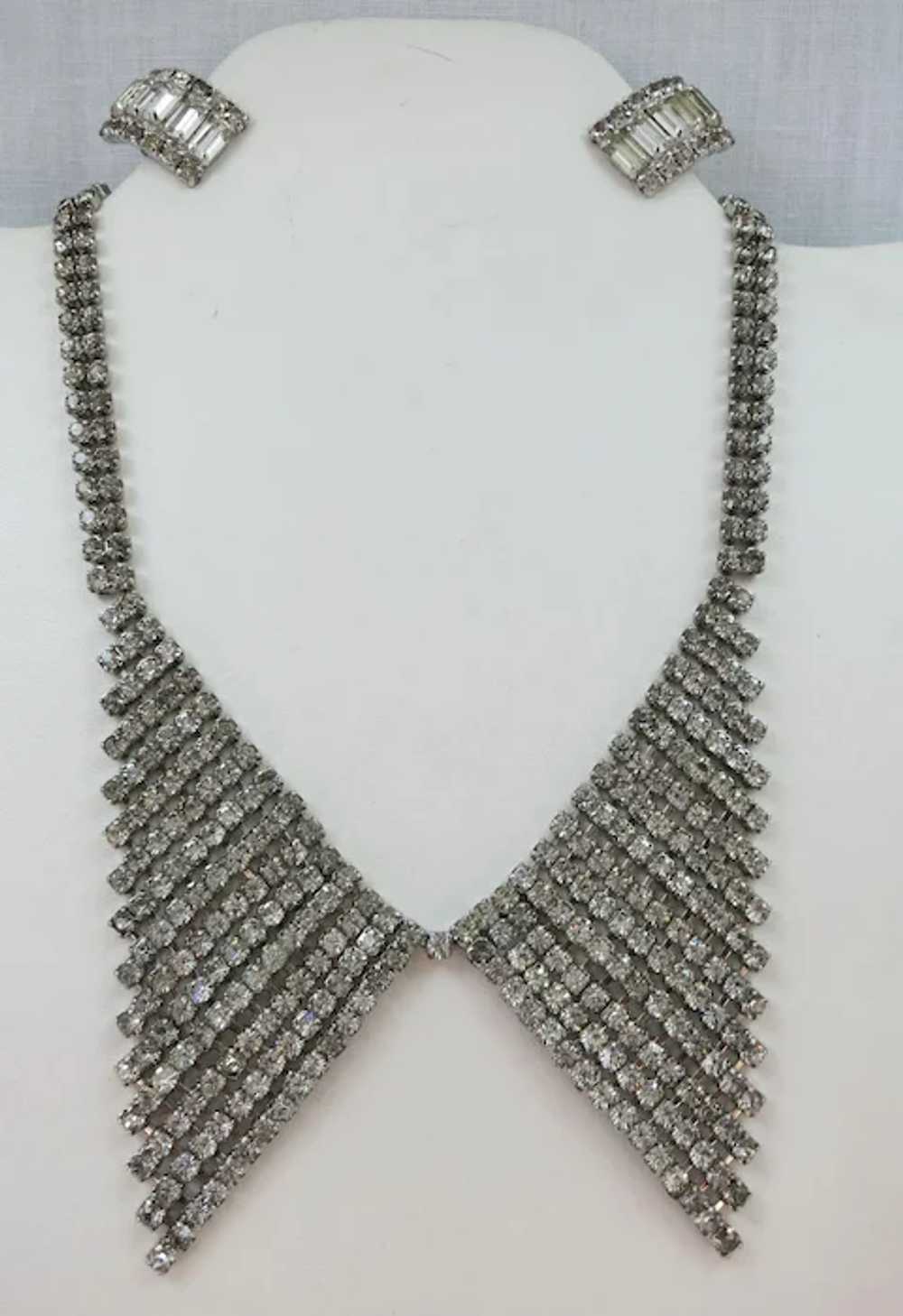 VINTAGE Kramer Rhine-stone Necklace and Earrings … - image 2