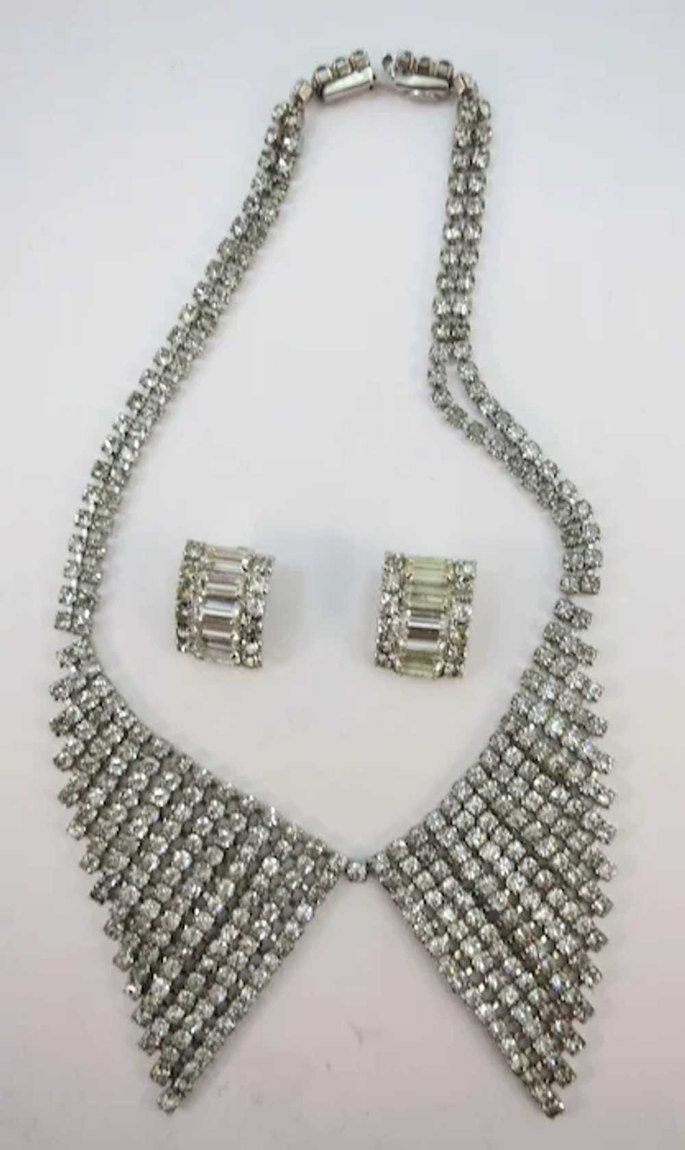 VINTAGE Kramer Rhine-stone Necklace and Earrings … - image 5