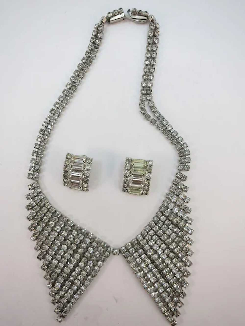VINTAGE Kramer Rhine-stone Necklace and Earrings … - image 6