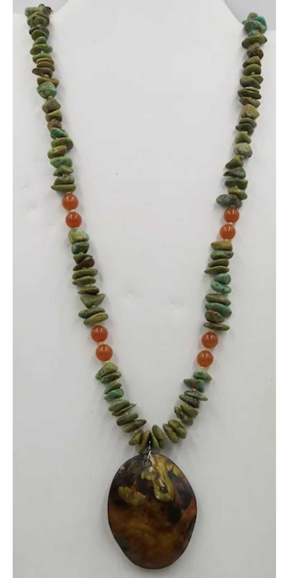 VINTAGE Green Turquoise Nuggets:  Carnelian Beads… - image 5