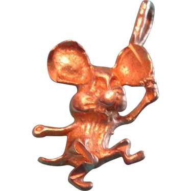 14 Karat Gold Dancing Cartoon Mouse Charm - image 1