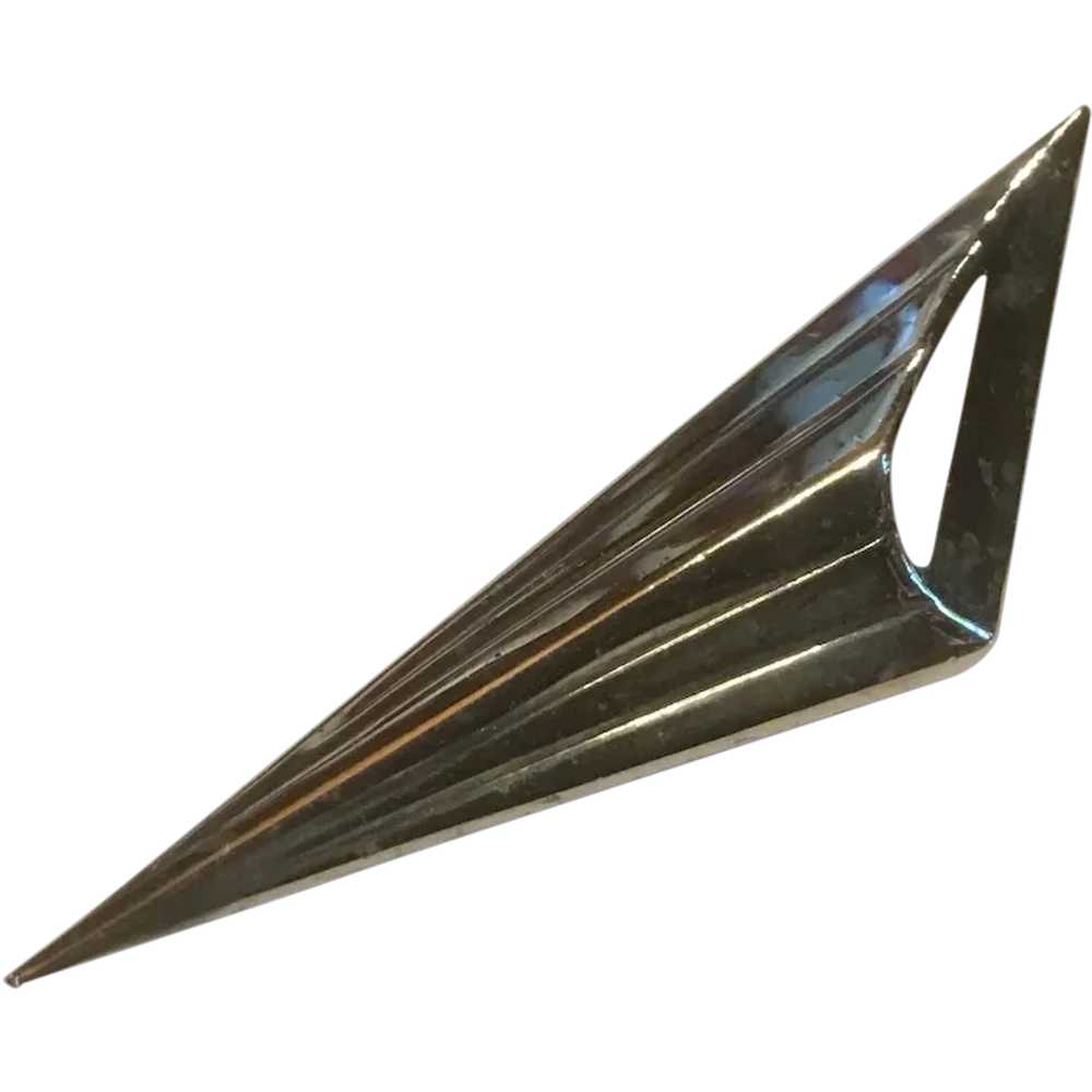 Huge Modernist Sterling Silver Geometric Pin Broo… - image 1