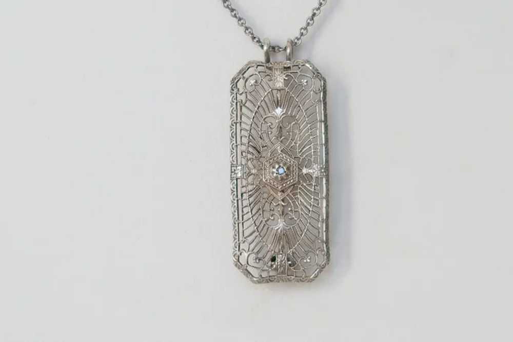 Antique Sterling Silver Diamond Filigree Brooch/P… - image 4