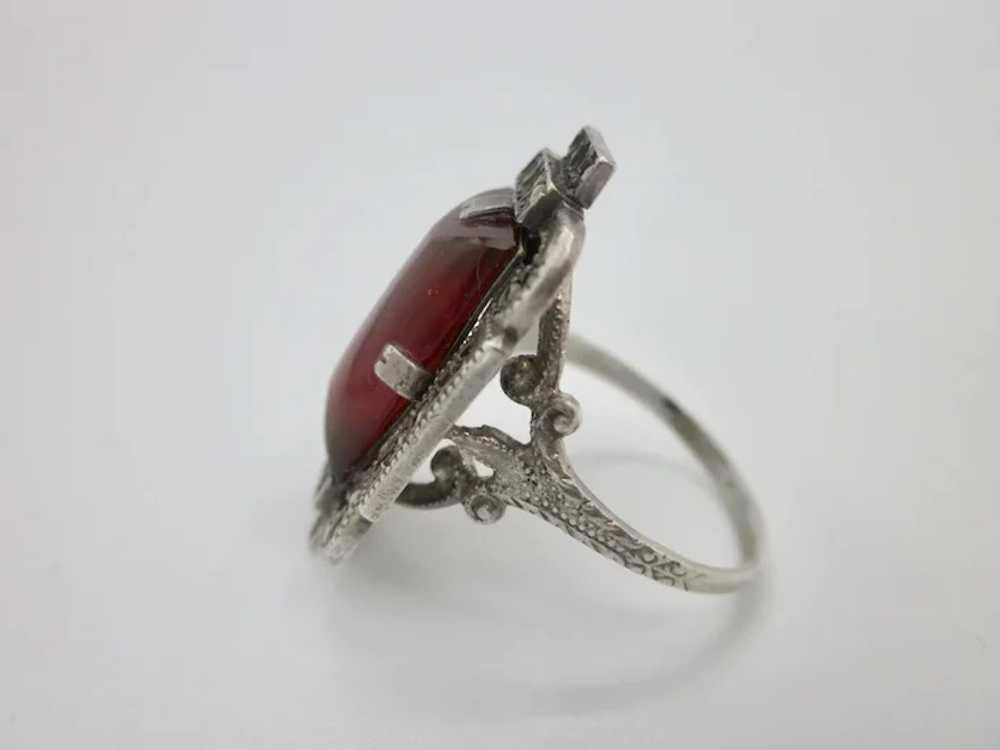 Vintage Art Deco Sterling Silver Cornelian Ring W… - image 3