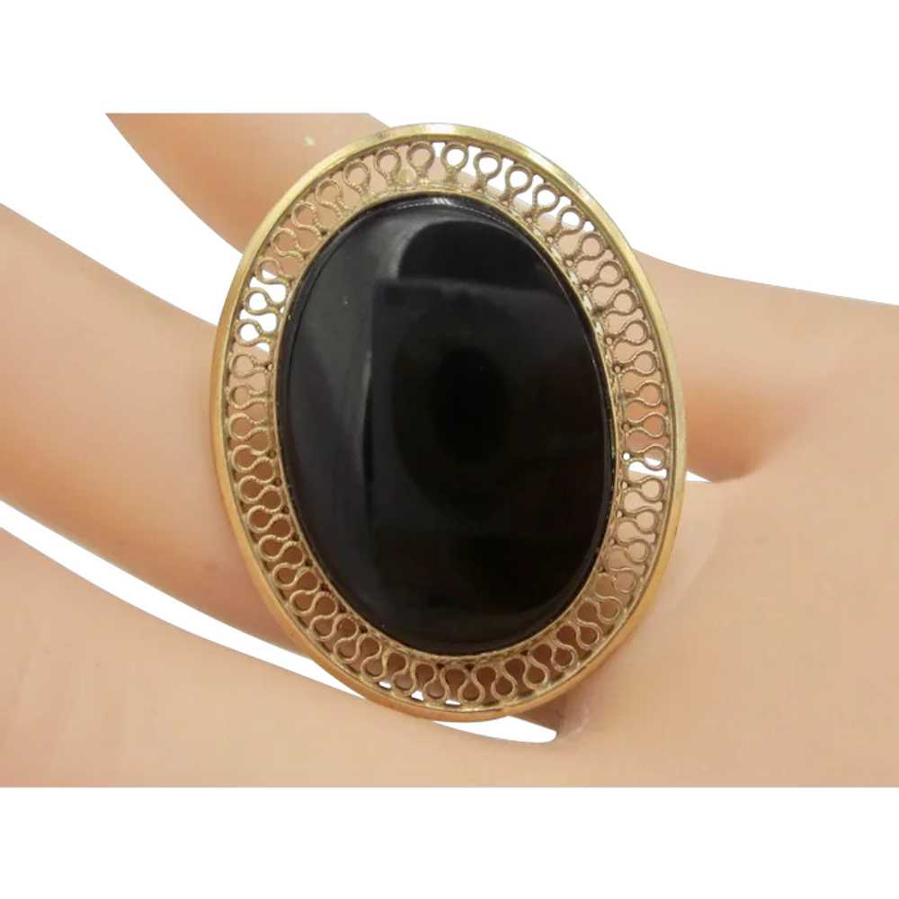 Vintage 12K Gold-Filled Black Onyx Brooch/Pendant - image 1