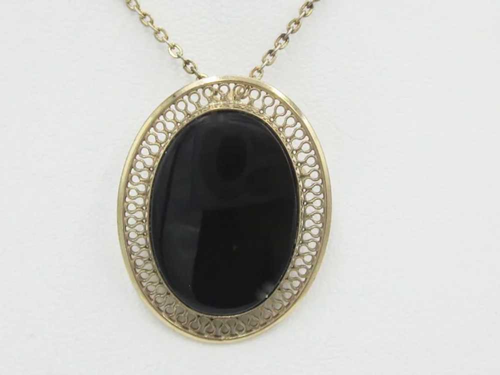 Vintage 12K Gold-Filled Black Onyx Brooch/Pendant - image 2