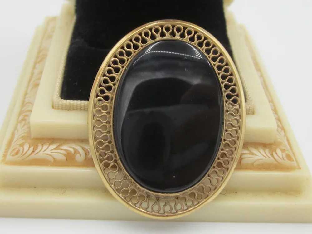 Vintage 12K Gold-Filled Black Onyx Brooch/Pendant - image 3