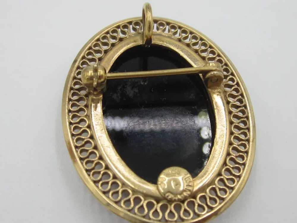 Vintage 12K Gold-Filled Black Onyx Brooch/Pendant - image 4