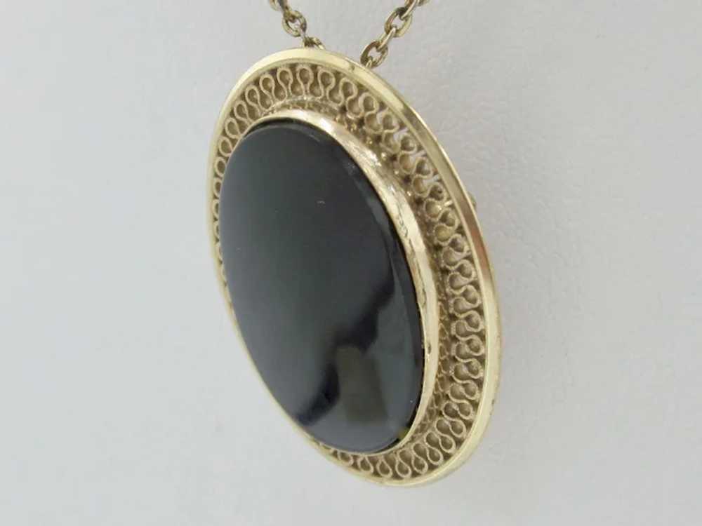 Vintage 12K Gold-Filled Black Onyx Brooch/Pendant - image 5