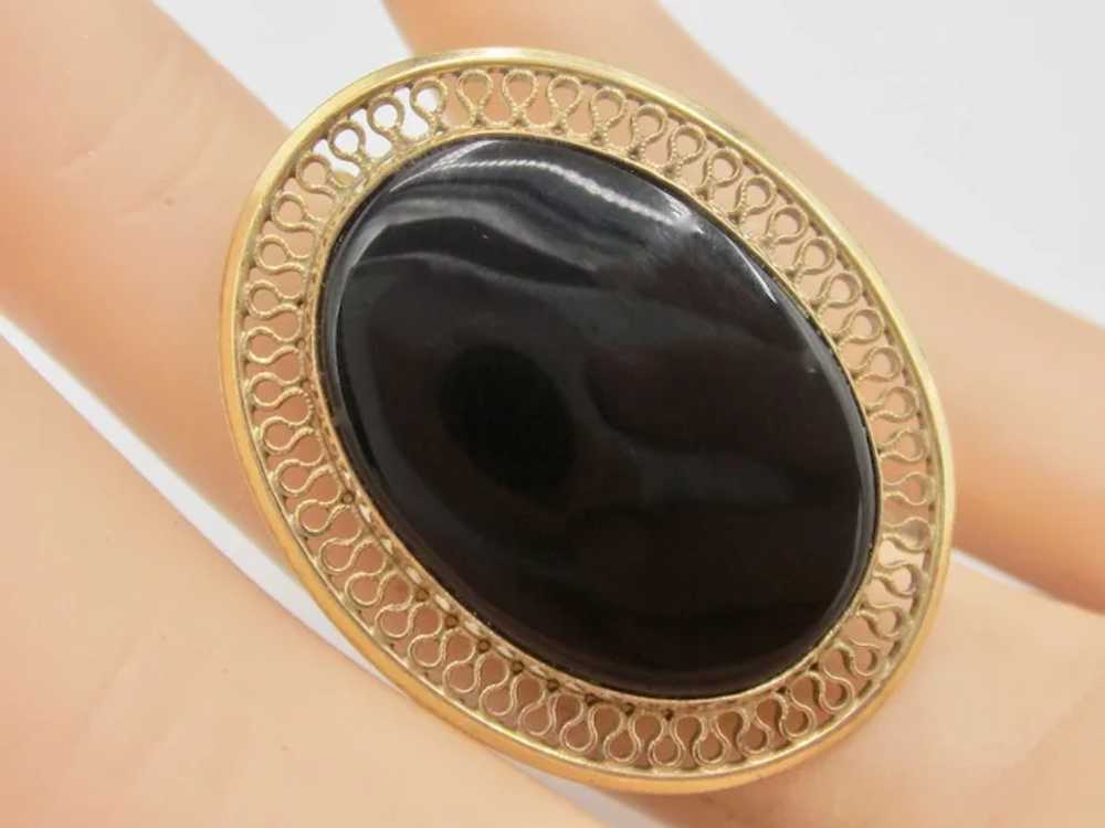 Vintage 12K Gold-Filled Black Onyx Brooch/Pendant - image 6