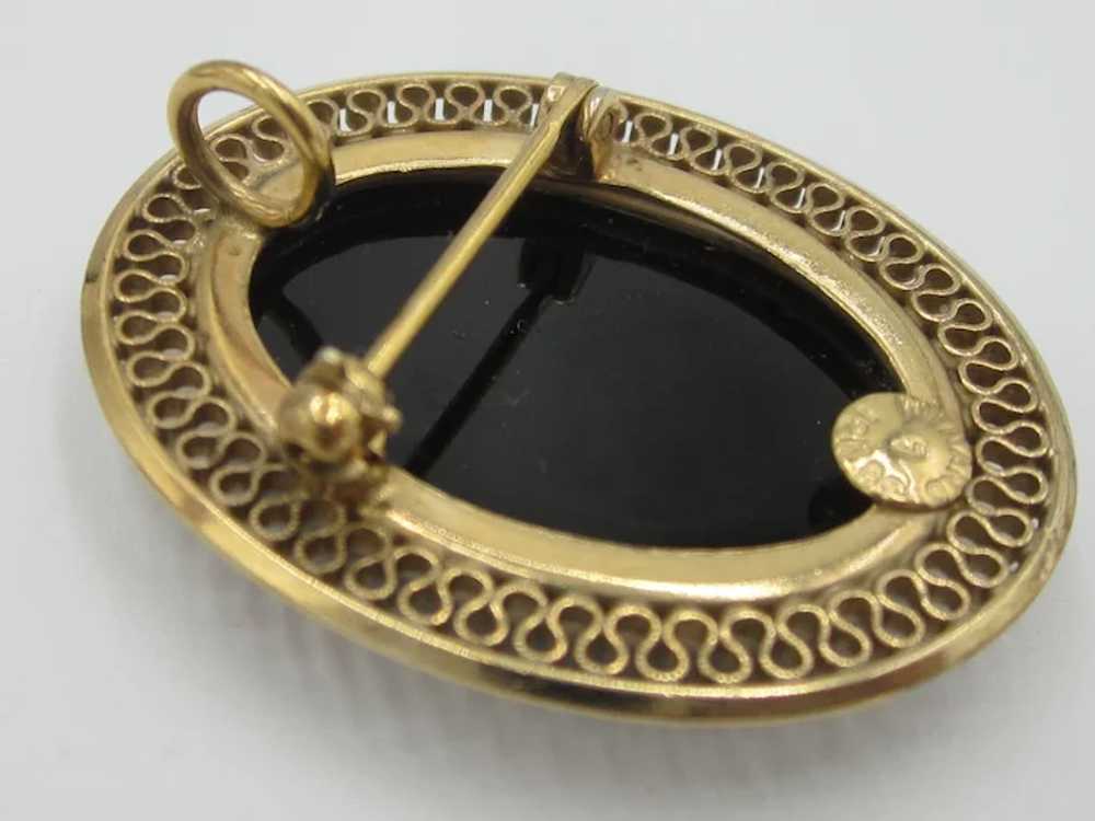 Vintage 12K Gold-Filled Black Onyx Brooch/Pendant - image 7