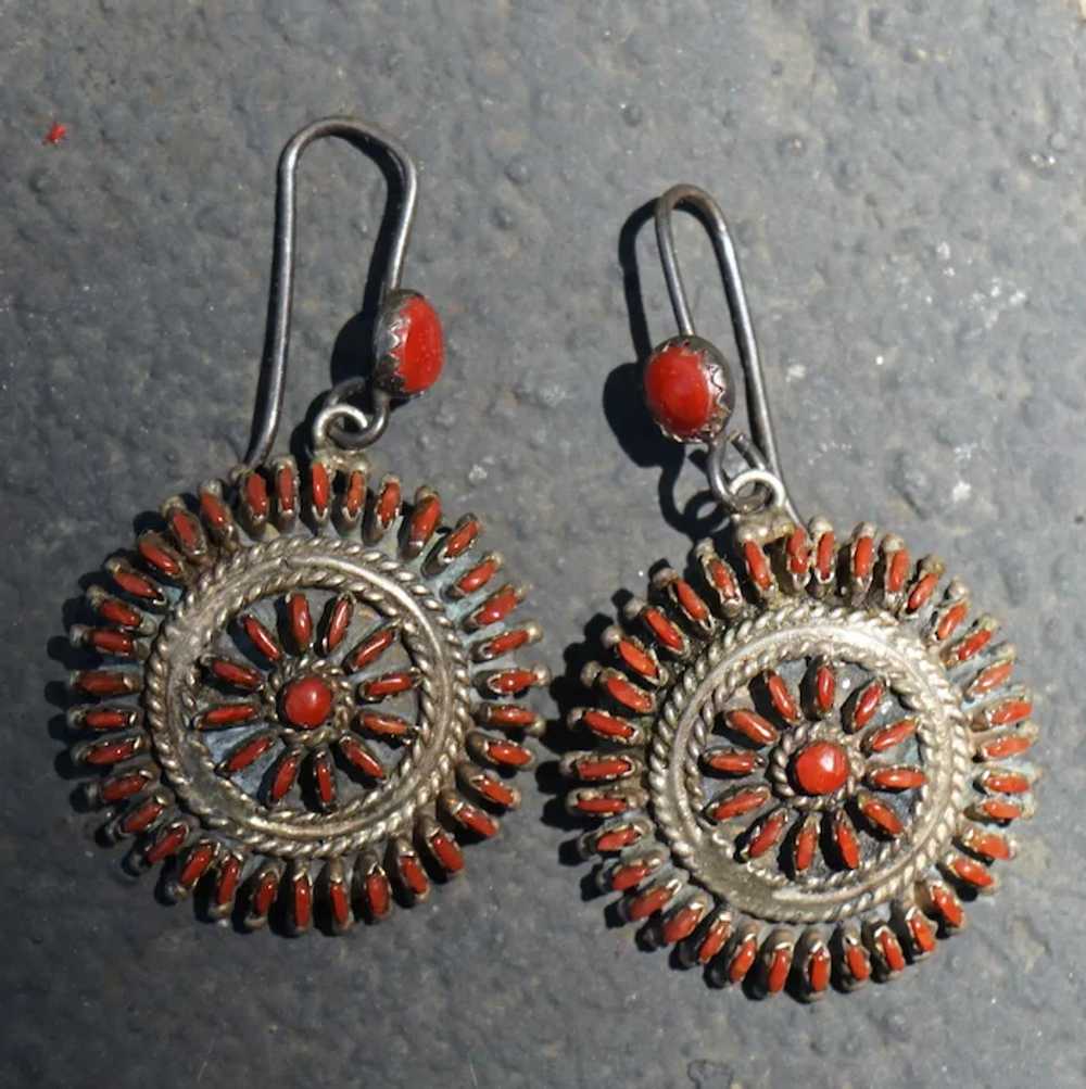 Vintage Zuni Mediterranean Red Coral  Earrings - image 10