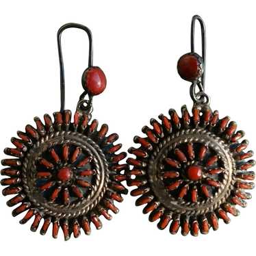 Vintage Zuni Mediterranean Red Coral  Earrings - image 1